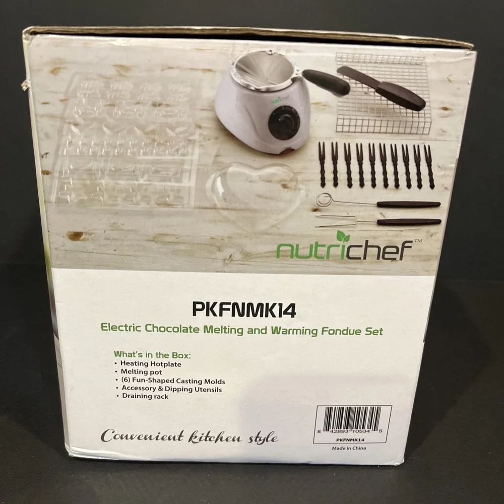 NutriChef Electric Chocolate Melting Warming Fondue Set White PKFNMK14